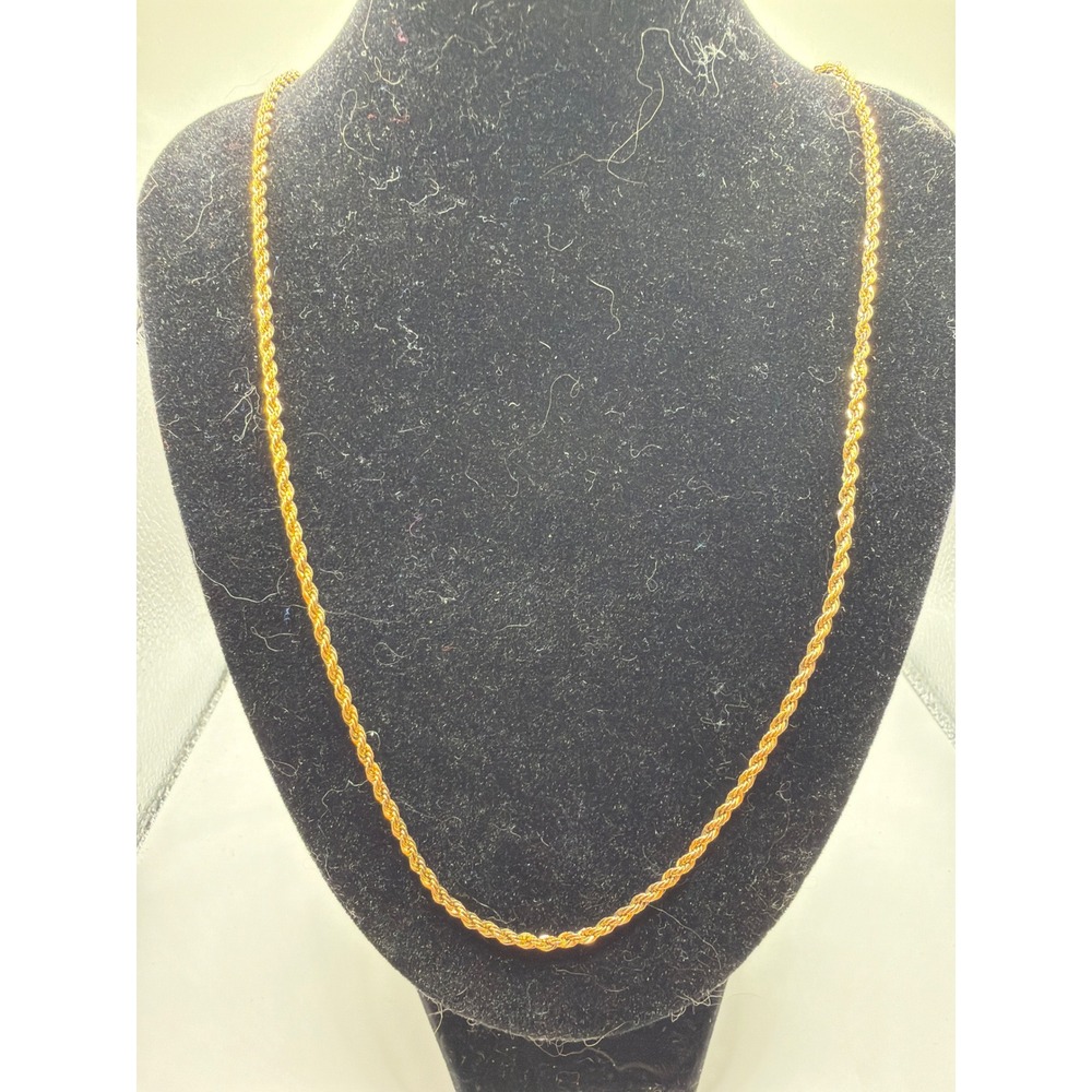 NWT VTG Danecraft Rope Chain Necklace 24" Gold 24KT Gold Sterling Silver USA